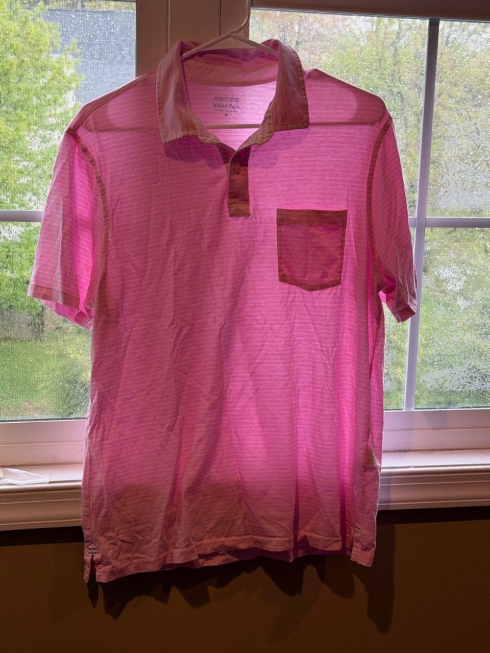 Vineyard Vines Men's Pink Short-Sleeve Polo with Chest Pocket